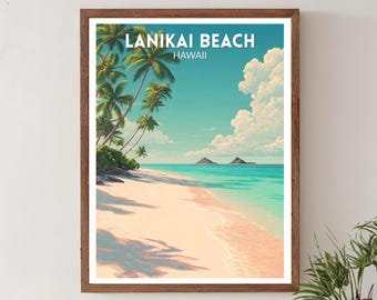 ラニカイビーチ ハワイ旅行プリント、ハワイ ウォールアートプリント