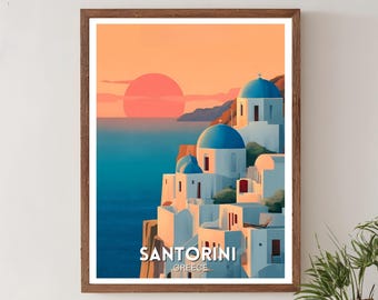 Santorini vintage Travel Print - Greece, Santorini Poster, Greece Poster, Travel Wall Art, Greece Print, Europe, Santorini, Greek Islands