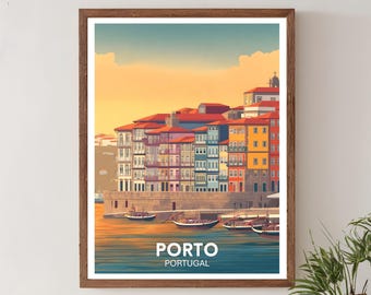 Porto Portugal Vintage Travel Print, Retro Wall Art Poster, Porto Travel Poster, Portugal Art Print, European City Decor, Travel Wall Art