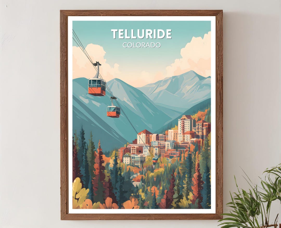 Telluride Colorado Retro Travel Poster, Mid Century Modern Vintage ...