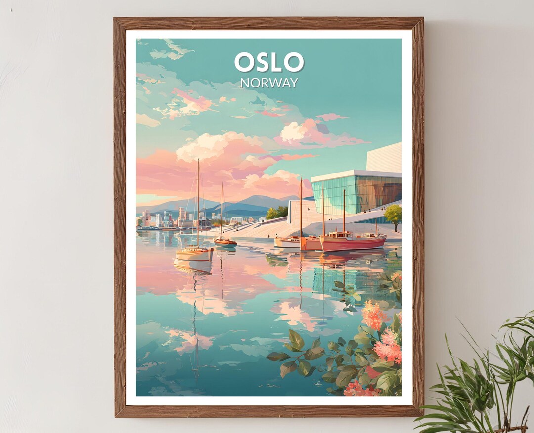 Oslo Norway Retro Travel Poster Mid Century Modern Wall Art Photo Inspiration