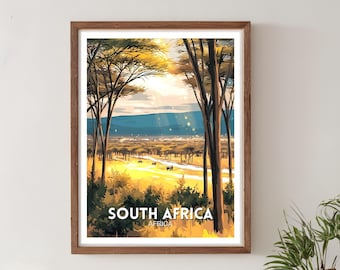 South Africa Travel Print, Africa Poster, Safari Wall Art, African Travel Poster, South Africa Illustration, Travel Wall Decor