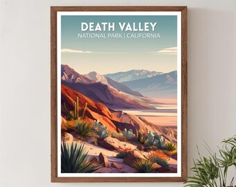 Death Valley National Park California Retro Travel Poster, Mid Century Modern Vintage Landscape Art, North America Wall Art