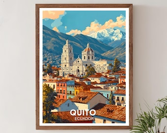 Quito Travel Print – Ecuador Poster, South America Wall Art, Quito City Poster, Ecuador Travel Print, Colonial Center Art, Andes Mountains