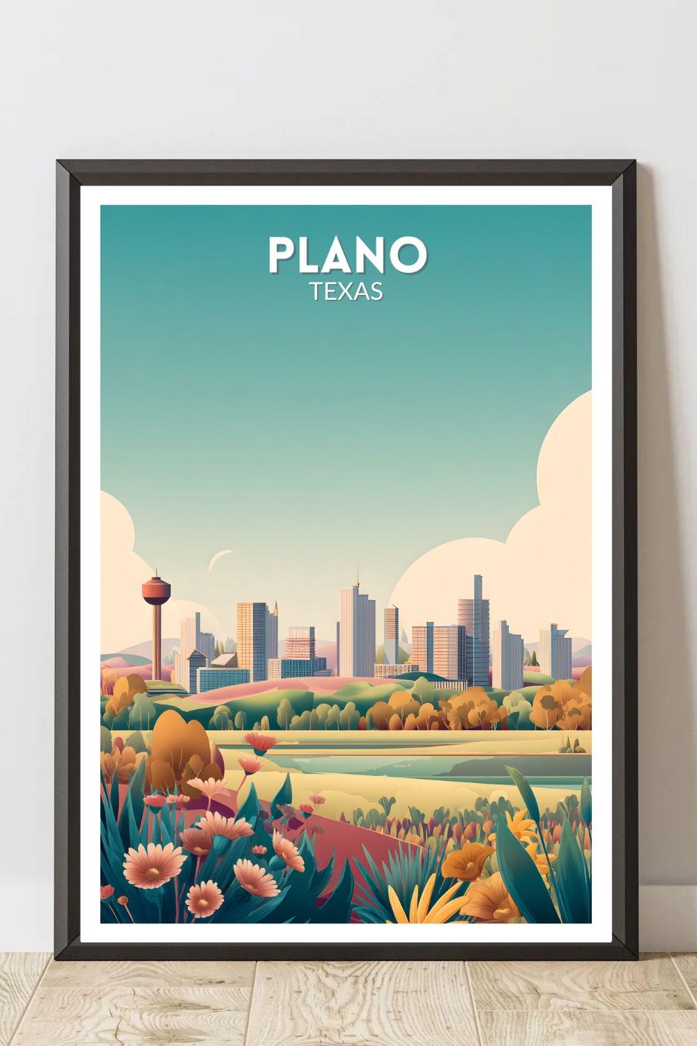 Plano Texas Retro Travel Poster, Mid Century Modern Vintage Cityscape ...