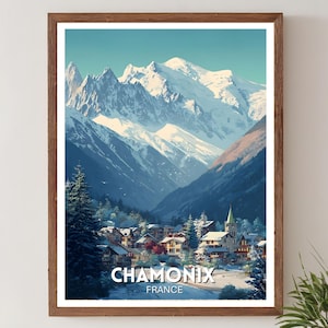 Maquette Aquarelle Originale Chamonix Mont Blanc Vers 1930 - 30.5x49 Cm, Rétro