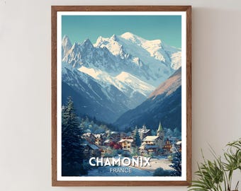 Chamonix Travel Print – France, Europe Poster, Chamonix Wall Art, Skiing Poster, France Print, Chamonix Art, Vintage Travel Wall Decor