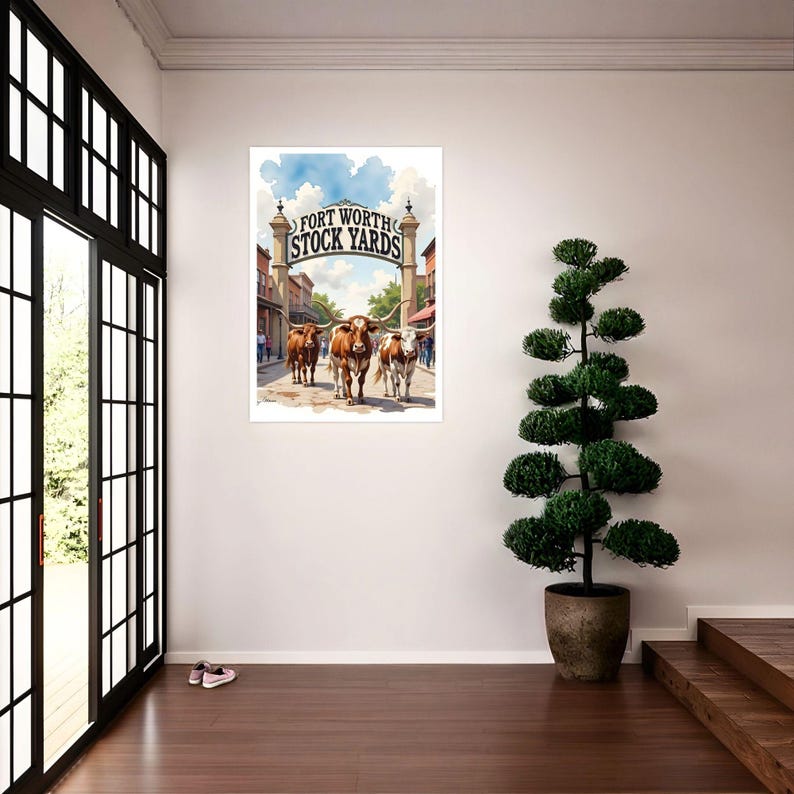 Fort Worth Texas Retro Travel Poster, Mid Century Modern Wall Art Print ...