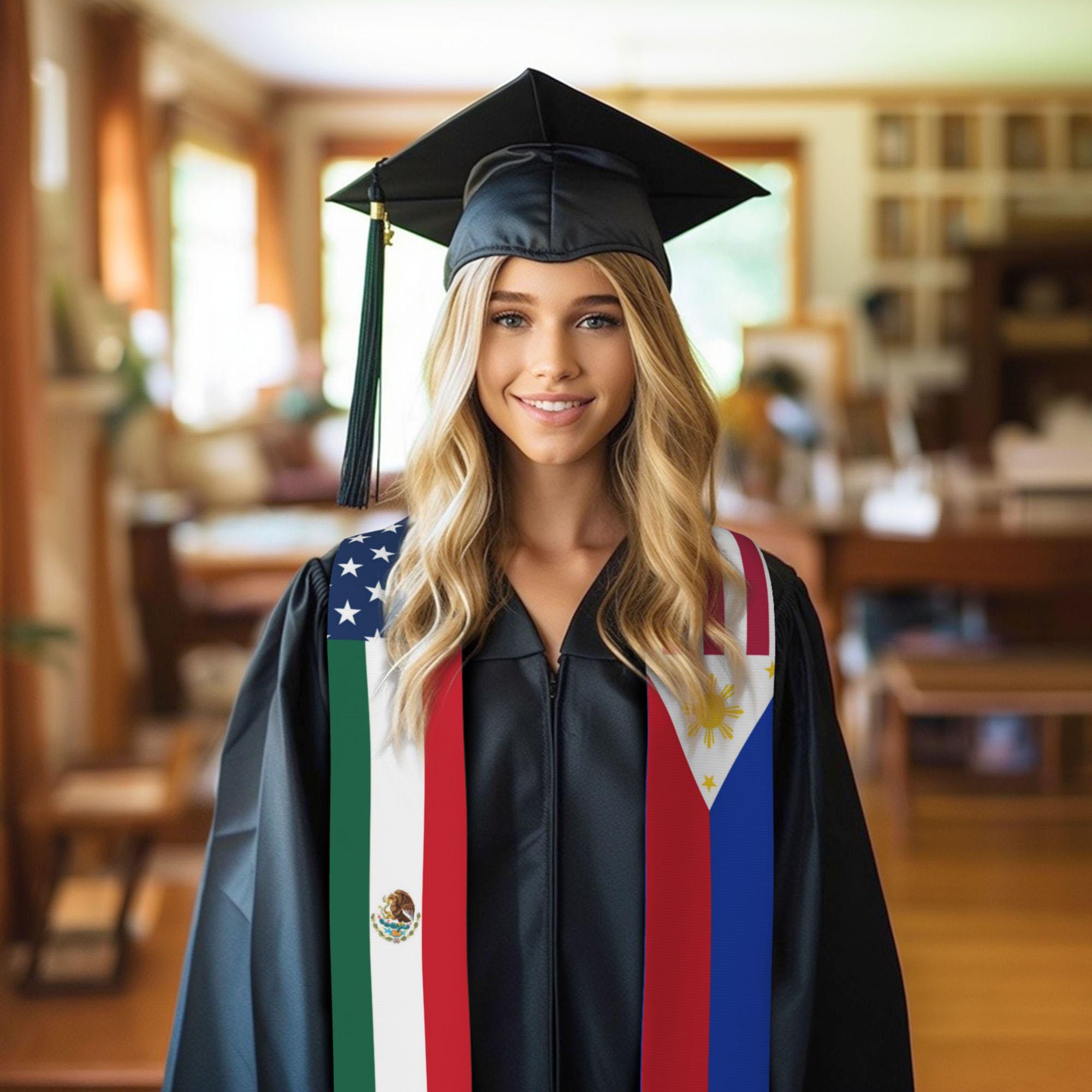 Custom Country Flags Graduation Stole, 2/3/4 Flags Mixed Graduation ...