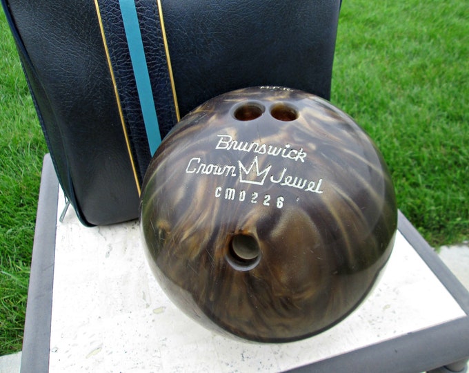 Vintage Brunswick Crown Jewel Bowling Ball BEAUTIFUL Brown & Copper