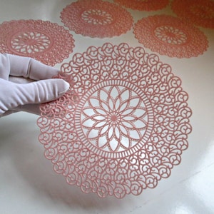 Vintage Plastic Doily Stencil | 1 Flexible Reusable 6” Lace Plastic Doily for Shabby Chic Decor, Baked Goods Display, Mixed Media, Pottery