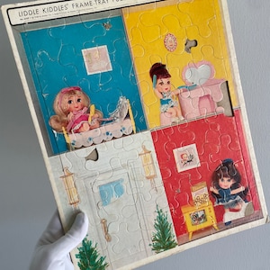 Vintage Liddle Kiddles Puzzle, SHABBY CHIC, Mattel 1968 &quot;Big Eye&quot; 60s Dolls, Missing & Broken Pieces: VERY Well-Played With, Adorable!
