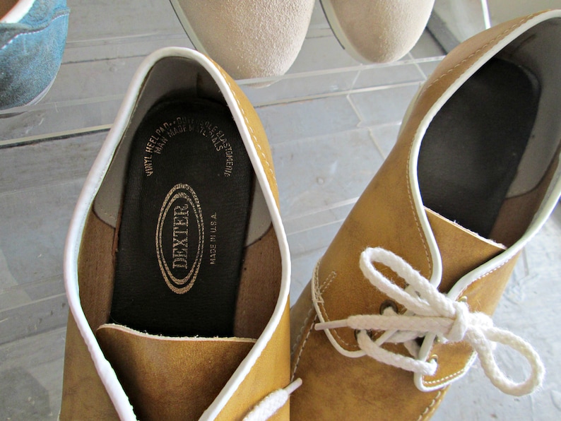 Women/'s Leather Rockabilly Boat Shoe Styling Bowling Shoes Vintage Women/'s Dexter Bowling Shoes Boat Shoe Tan Leather Rockabilly Shoes