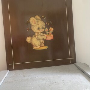 Vintage Big Eye BUNNY Wooden Panel, SHABBY Chic Ready for Framing ...