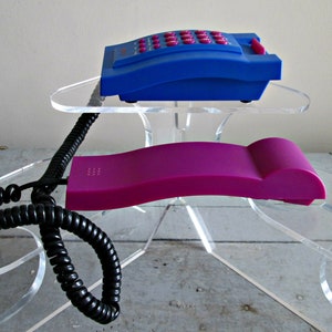Vintage New Wave Telephone | Gran Prix GPX Phone | RARE Purple & Blue Vintage Push Button Telephone with Black Cord | Hard Line Totally RAD!