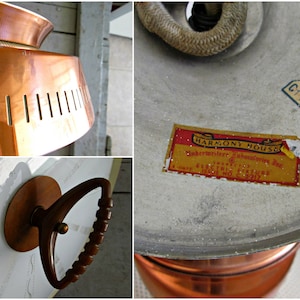 Mid Century Modern Pull Down Light STUNNING Harmony House Copper Lamp, Atomic UFO Flying Saucer Ceiling Mount, Pinhole Diffuser, Glass Shade image 5