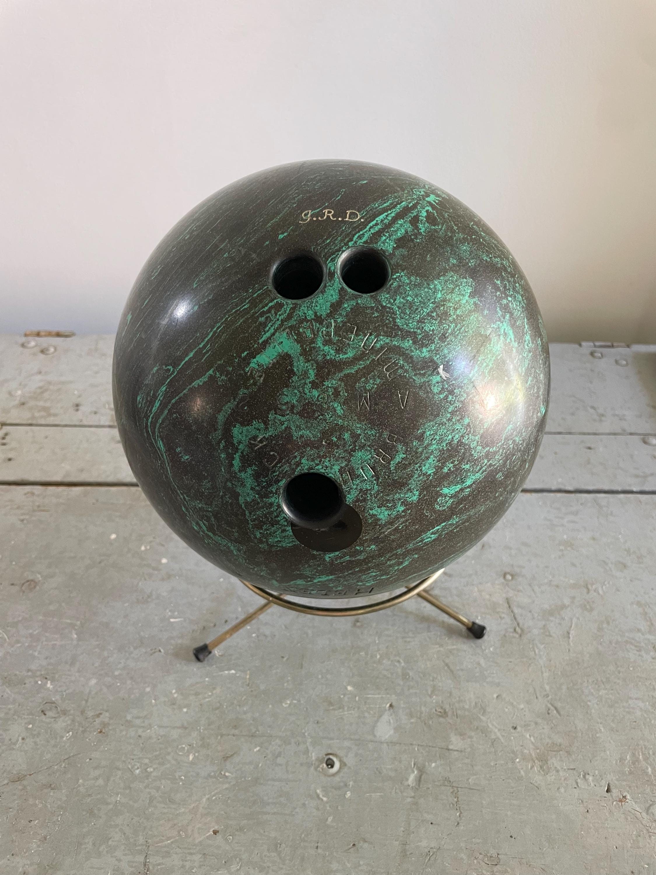 Vintage Bowling Ball, Brunswick Mineralite Bowling Ball, MCM