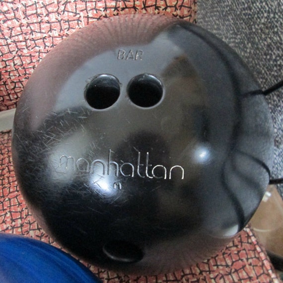 Vintage Bowling Ball Manhattan Black Bowling Ball Engraved | Etsy