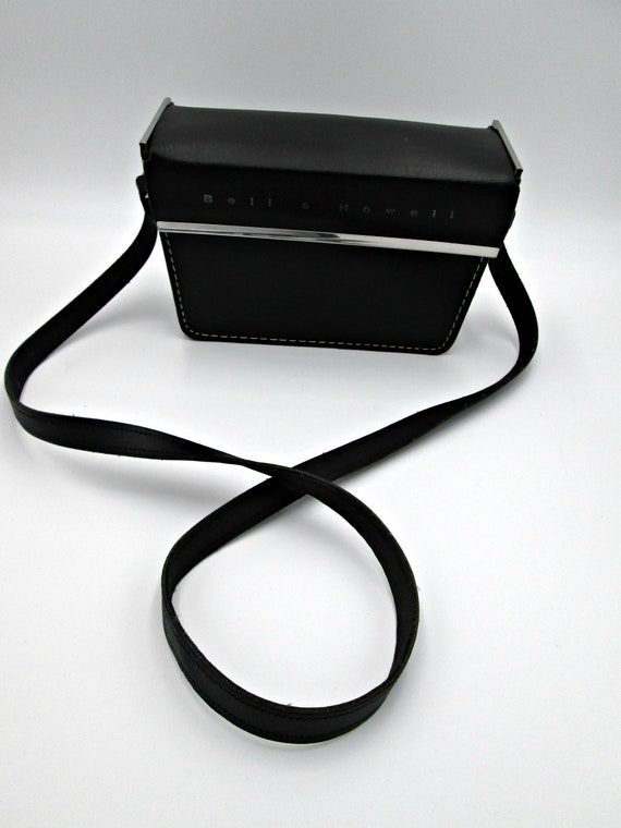 Vintage Bell & Howell Bag, UNIQUE Black Leather S… - image 1