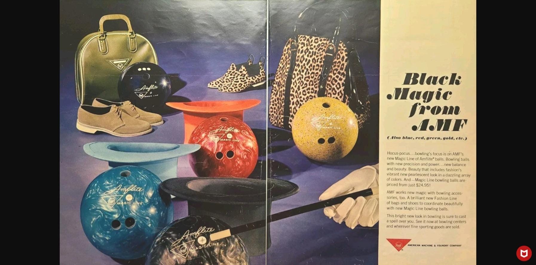 Vintage Magic Line Bowling Ball, AMF Amflite Bowling Ball, Mid