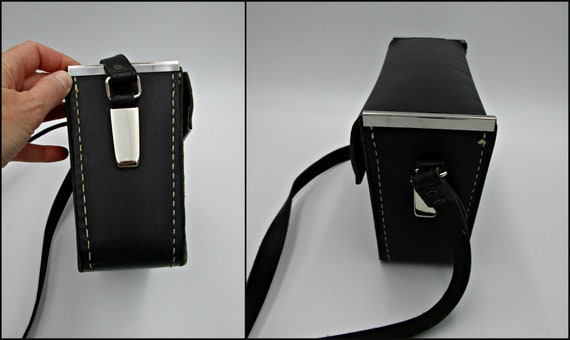 Vintage Bell & Howell Bag, UNIQUE Black Leather S… - image 3