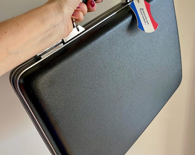 Vintage American Tourister Briefcase + KEY, Lockable Hard Sided Black ...