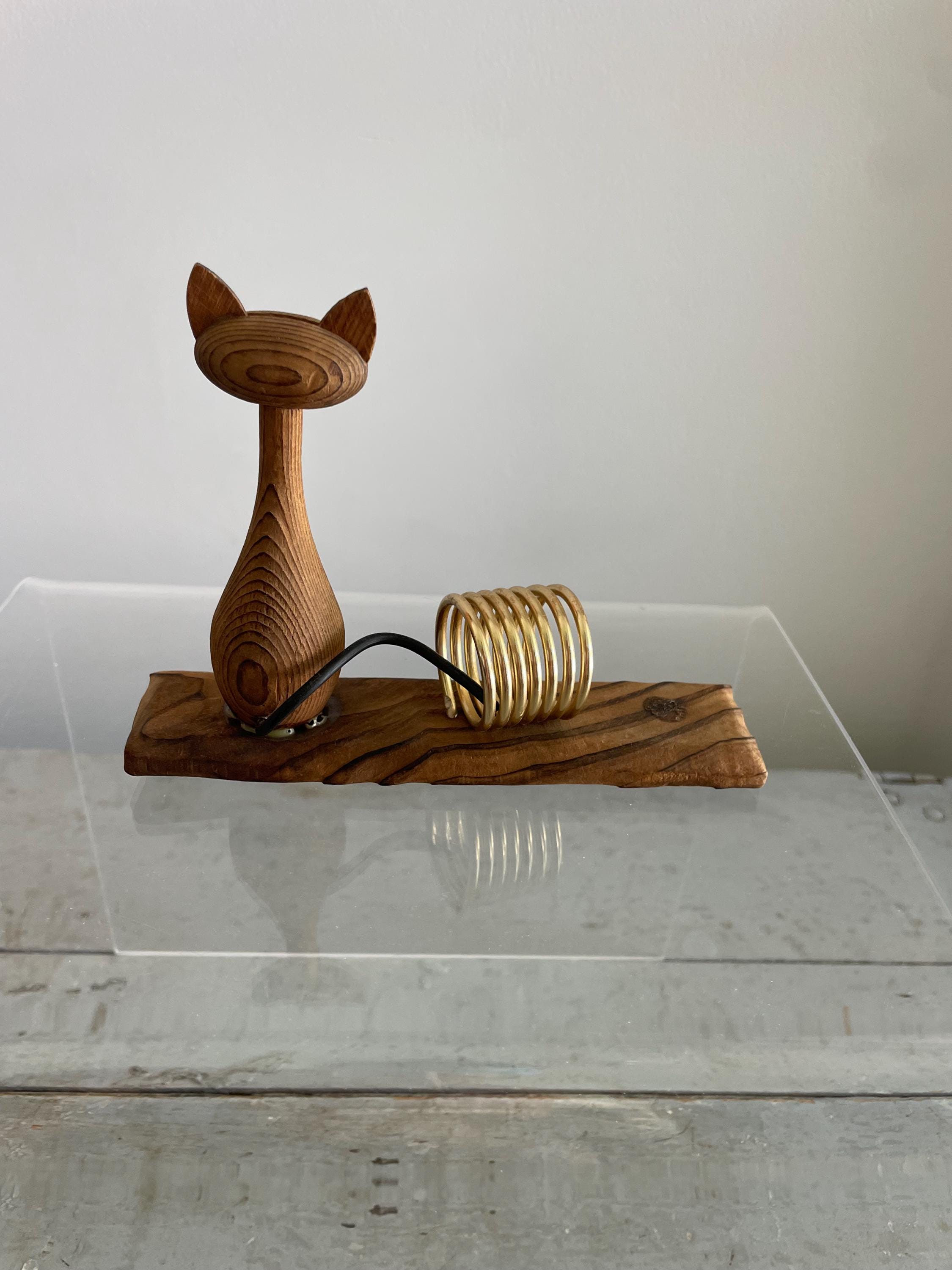 Mid Century Cat Japanese Cryptomeria Letter Holder (the Mouse