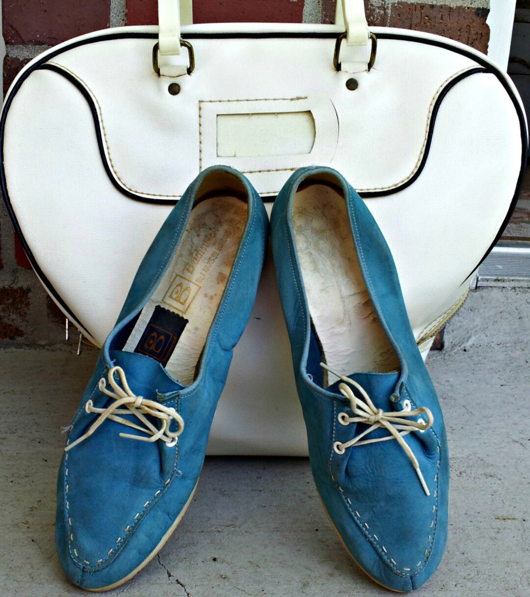 Vintage Brunswick Bowling Shoes Baby Blue Women's Leather Rockabilly Shoes Mrs. Maisel Bowling