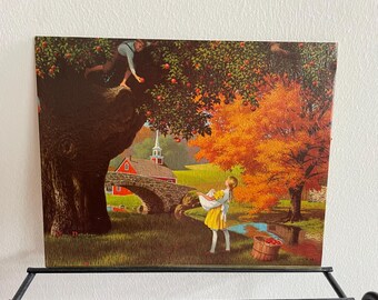 Vintage Paul Detlefsen Litho Art: the Old Apple Tree Gathering
