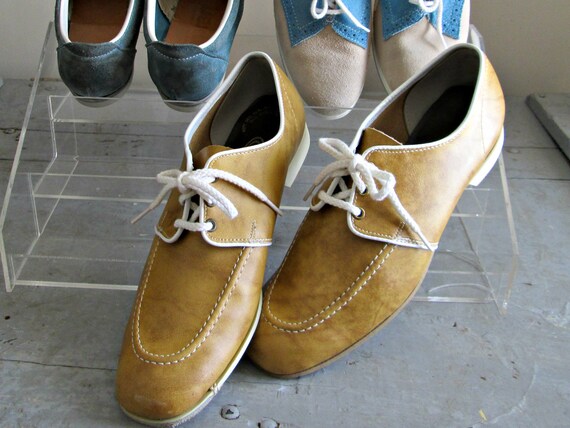 Women/'s Leather Rockabilly Boat Shoe Styling Bowling Shoes Vintage Women/'s Dexter Bowling Shoes Boat Shoe Tan Leather Rockabilly Shoes