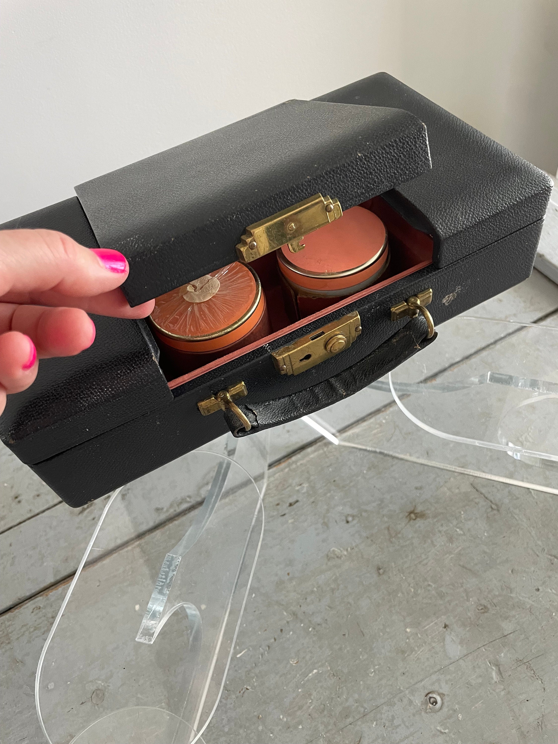 Antique 1920s Morocco Leather Tier Vanity Case by Richard Hudnut