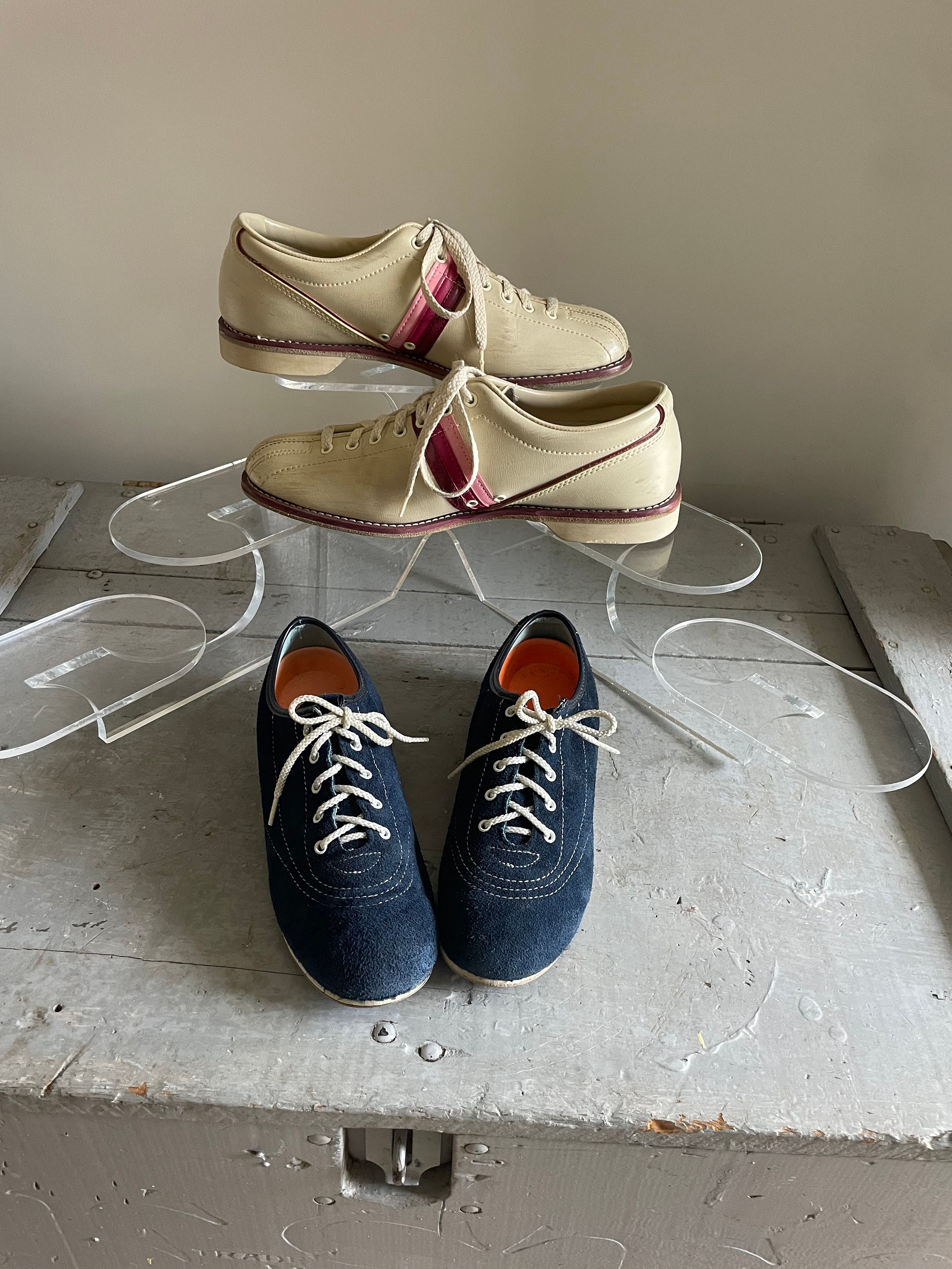Vintage Bowling Shoes | Navy Blue Suede Shoes With White 