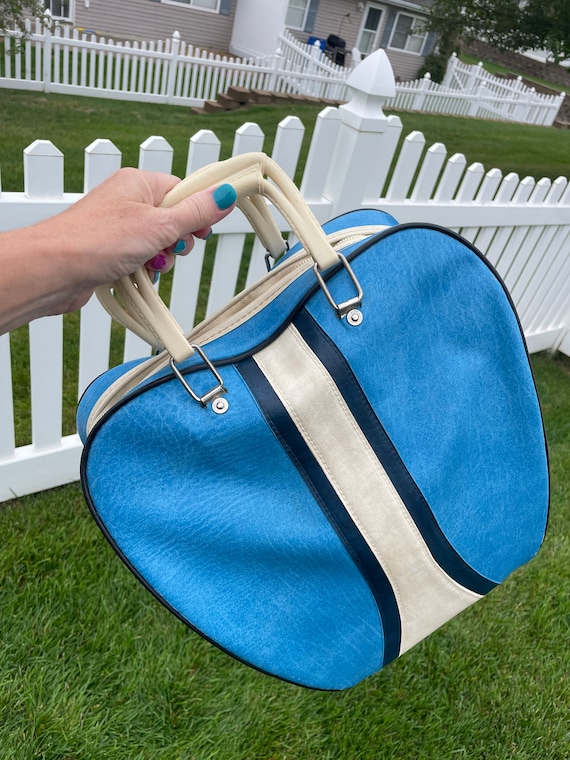 Vintage Atlantic Bowling Ball Bag Set Powder Blue with shoe rack
