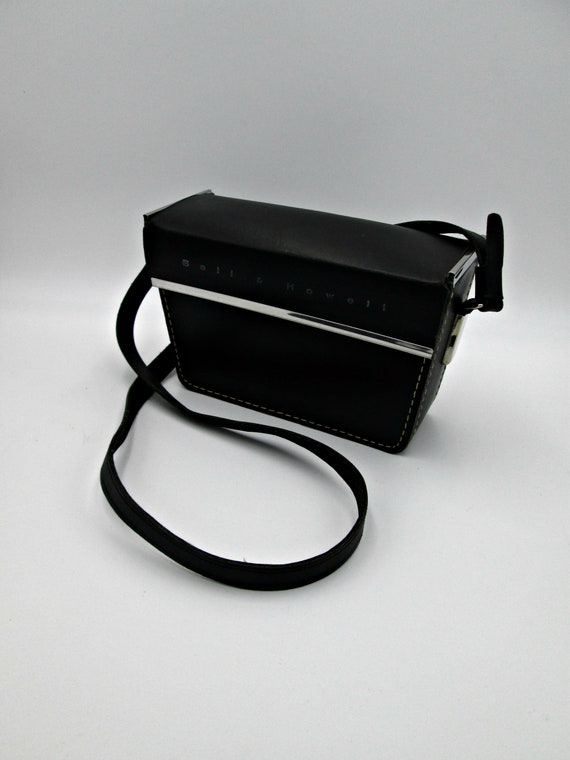 Vintage Bell & Howell Bag, UNIQUE Black Leather S… - image 9