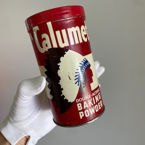 Vintage Calumet Baking Powder Tin, 1950s, Very Good Condition, Great for Display or Storage!