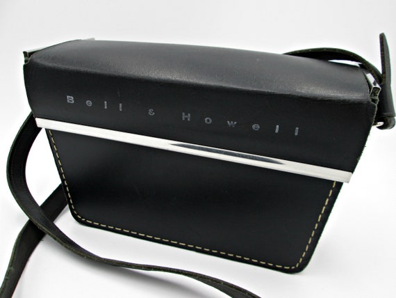 Vintage Bell & Howell Bag, UNIQUE Black Leather S… - image 2
