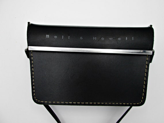 Vintage Bell & Howell Bag, UNIQUE Black Leather S… - image 5