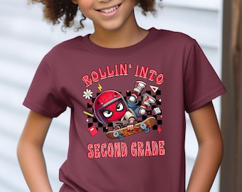 Spiderman Rollin Into Second Grade Shirt, Spiderman Back To School Shirt, First Day Of School T-Shirt, Pre School Shirt