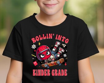 Spiderman Rollin Into Kinder Grade Grade Shirt, Spiderman Back To School Shirt, First Day Of School T-Shirt, Pre School Shirt