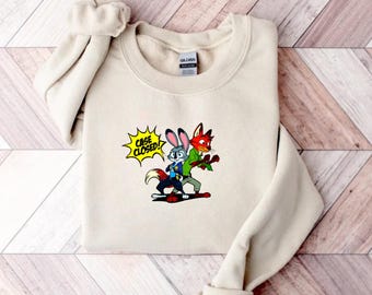 Zootopia Sweatshirt, Cute Cartoon Animal Sweatshirt, Pink Cozy Pullover, Movie Lover Gift for Fans, Zootopia Hoodie