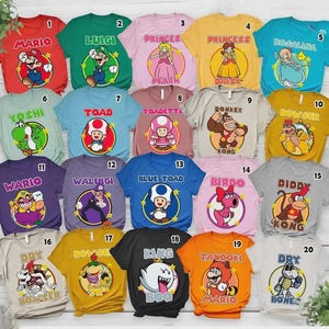 Super Mario Family Shirt,Super Mario Character Shirt,Super Mario Birthday Party Shirt,Mario and Friends Party Shirt,Personalized Mario Shirt