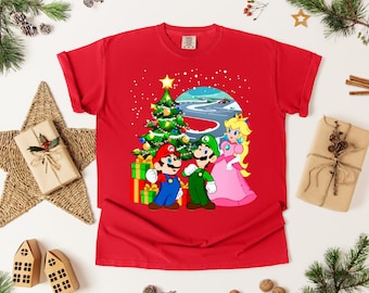 Super Mario Christmas Shirt, Mario Family Tee,Super Mario Matching Tee, Mario and Friends Shirts, Super Mario Birthday Party Tee