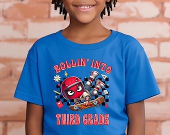 Spiderman Rollin Into Third Grade Shirt, Spiderman Back To School Shirt, First Day Of School T-Shirt, Pre School Shirt