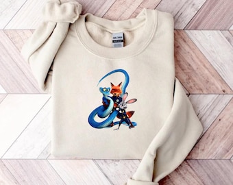 Zootopia Sweatshirt, Cute Cartoon Animal Sweatshirt, Pink Cozy Pullover, Movie Lover Gift for Fans, Zootopia Hoodie