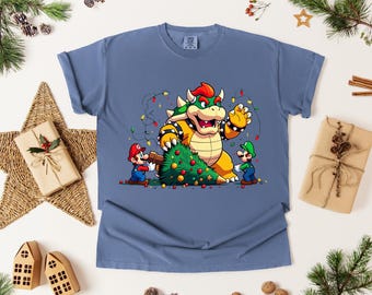 Bowser Christmas Shirt,Mario Family Tee,Super Mario Matching Tee,Mario and Friends Shirts,Super Mario Birthday Party Tee