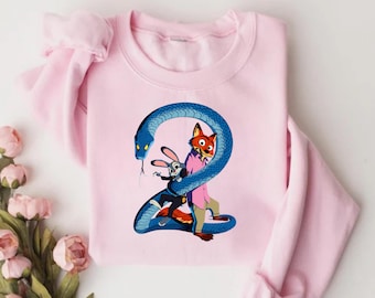 Zootopia Sweatshirt, Cute Cartoon Animal Sweatshirt, Pink Cozy Pullover, Movie Lover Gift for Fans, Zootopia Hoodie
