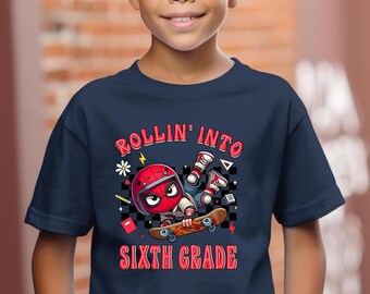 Spiderman Rollin Into Sixth Grade Grade Shirt, Spiderman Back To School Shirt, First Day Of School T-Shirt, Pre School Shirt
