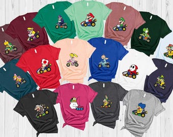 Personalized Super Mario Kart Shirt, Super Mario Character Shirt, Super Mario Gaming Shirt, Mario & Friend Party Shirt, Gift For Gamer