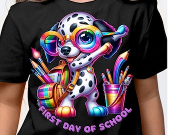 Dalmatian Puppy Back to School PNG SVG: Rainbow Glasses Dog Clipart