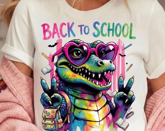 Back to School Alligator png svg ,Colorful Crocodile PNG ,First Day of school Shirt Design,teacher png , Digital Download